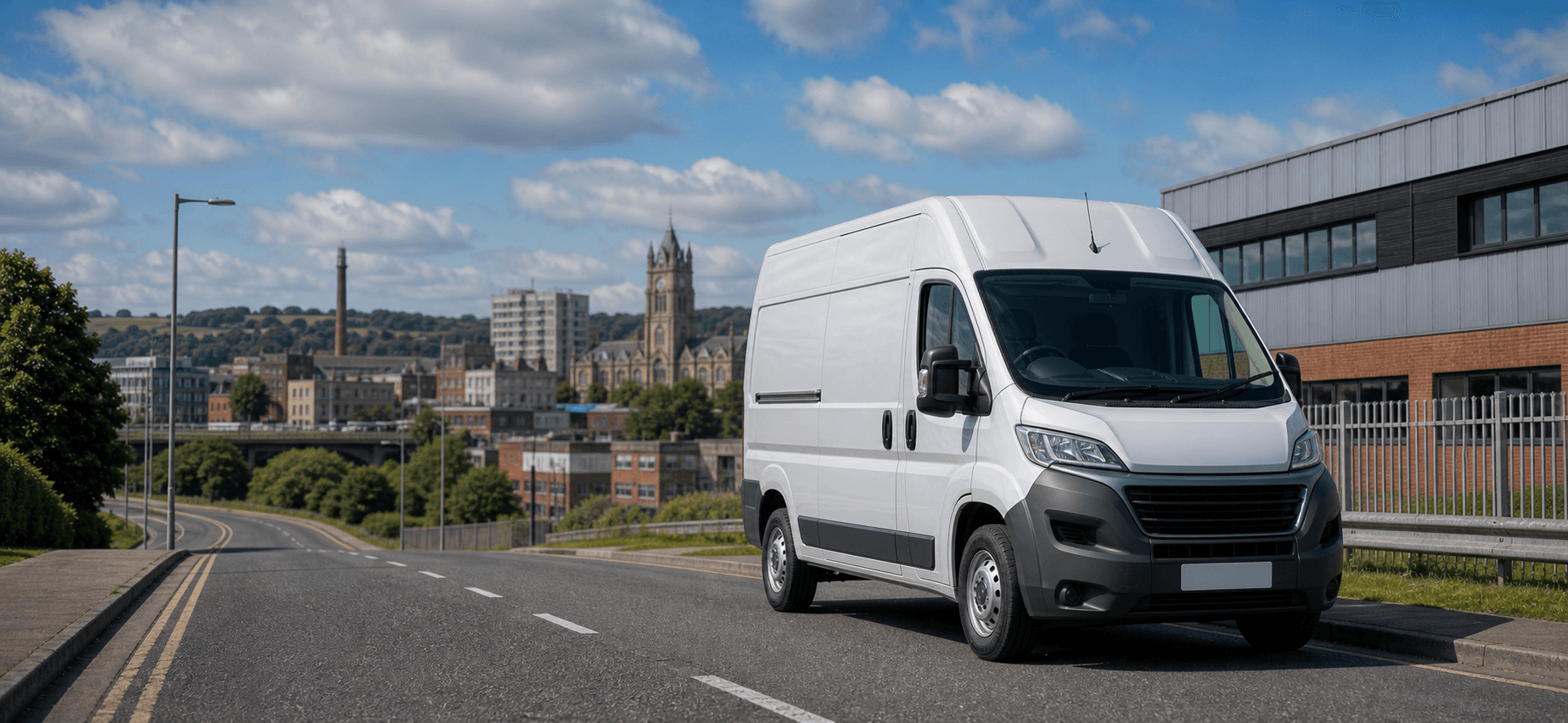 Modern self-drive rental van ready for loading in Rochdale